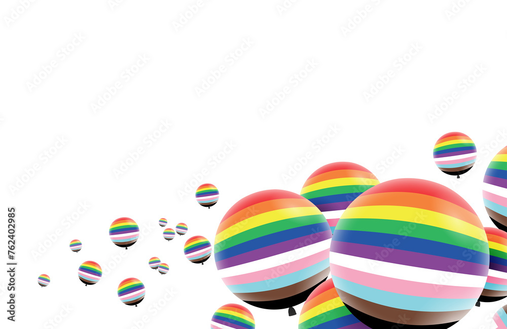 Pride lgbtq flag rainbow pattern on balloons float in the air for decorate party event banner on transparent background Pride lgbtq flag rainbow pattern on balloons float in the air for decorate party event banner on transparent background