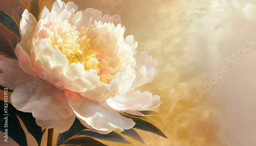 Illustration of delicate and beautiful white peonies.