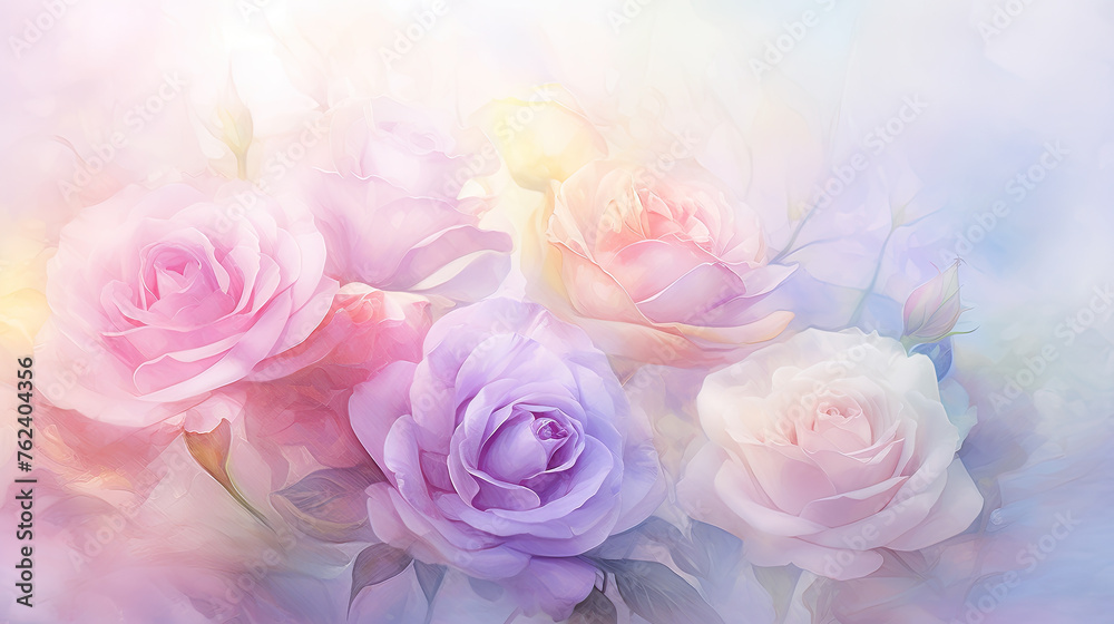 Colorful Bouquet of Roses and Tulips in Light Colorful Bouquet of Roses and Tulips in Light