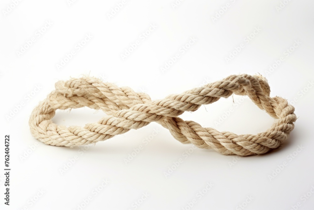 Unexpected Rupture of cotton rope on white banner. Frame texture thread line grunge. Generate Ai