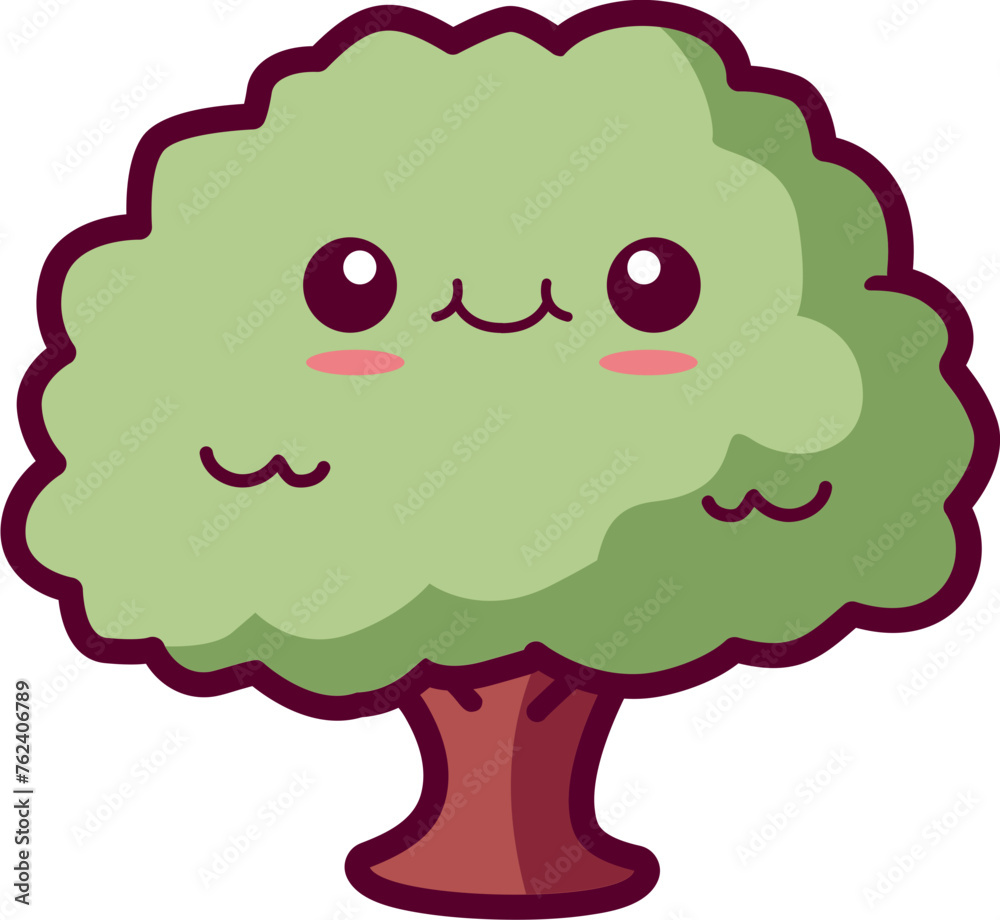 Fototapeta premium cute tree with cartoon face