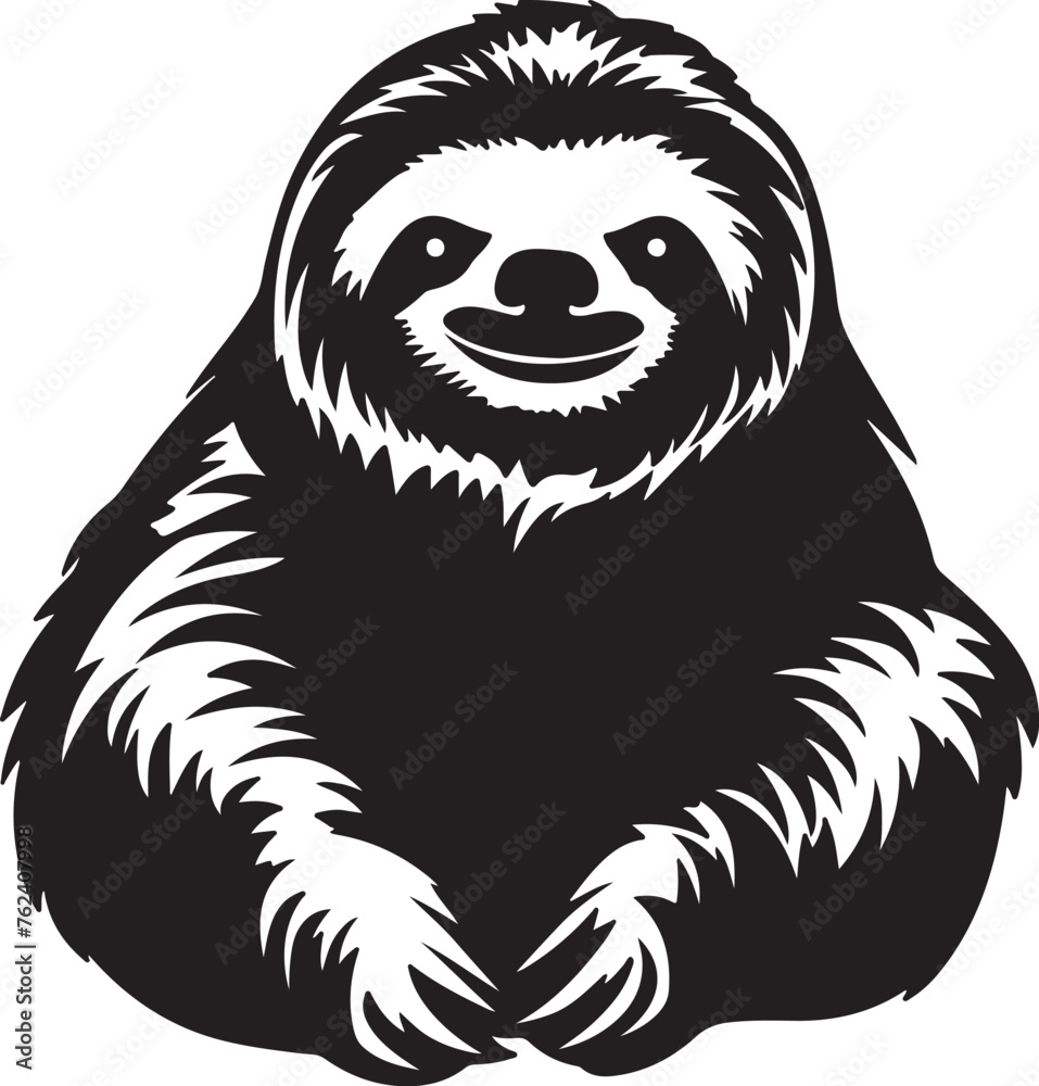 Sloth Silhouette Vector Illustration White Background