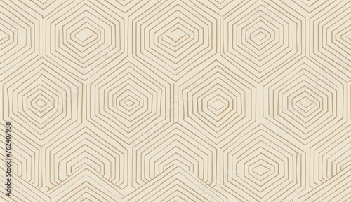 pattern with elegant lines in beige, showcasing an intricate geometric hexagon design Generative AI