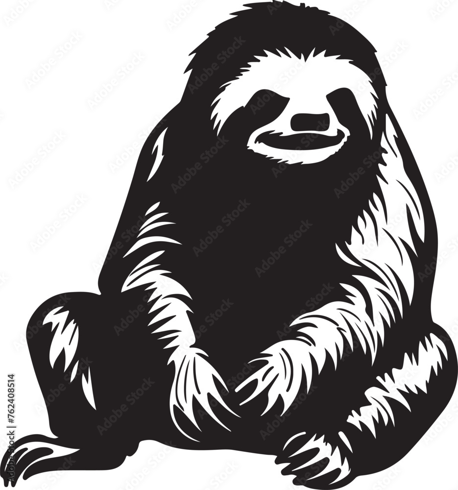 Sloth Silhouette Vector Illustration White Background