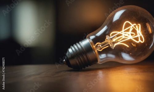 glass light bulb with an old-style burning spiral pattern of a bright light bulb © Andrey