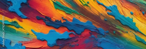 oil daub rough colorful bold rainbow color explosion painting texture, with oil brushstroke, knife paint on canvas - Artistic background illustration