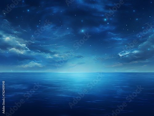 A black sky azure background light water and stars
