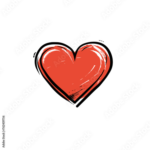 Vector illustration love red heart on white background