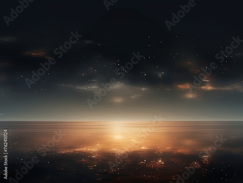 A black sky brown background light water and stars