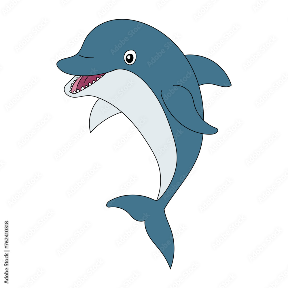 Naklejka premium Colorful Dolphin Clipart for Lovers of Aquatic Life of Sea Animals and Ocean Creatures