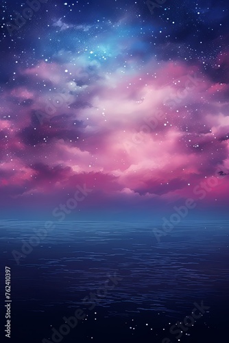 A black sky burgundy background light water and stars