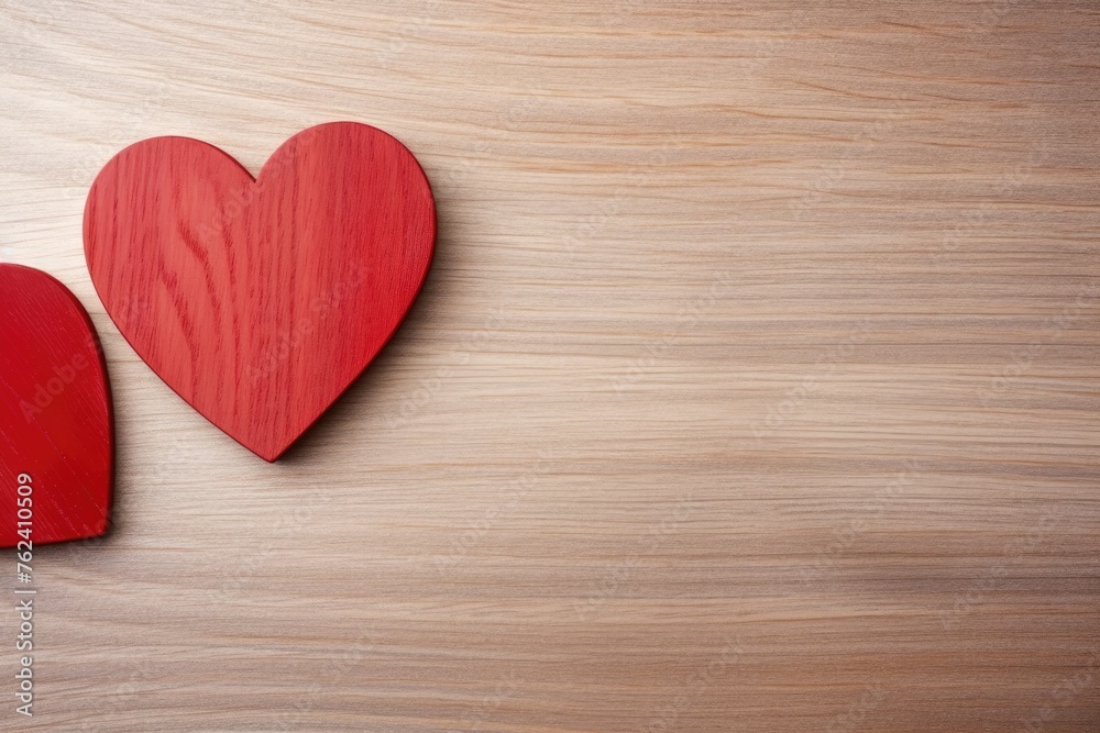 One full and one half red heart shape resting on a textured wooden surface, conveying warmth and affection. Red Heart Shapes on Wooden Texture One full and one half red heart shape resting on a textured wooden surface, conveying warmth and affection. Red Heart Shapes on Wooden Texture