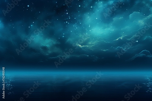 A black sky cyan background light water and stars © Zickert