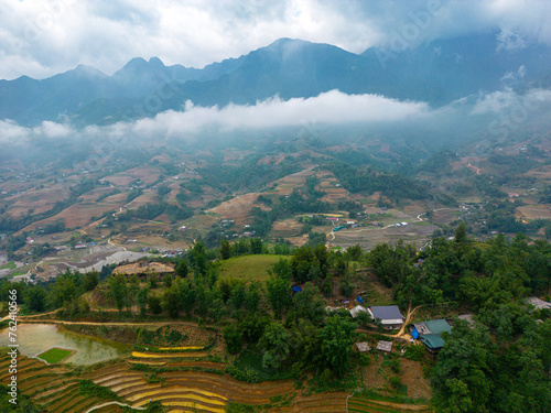 Terraced Fields and Mountain Veils: Serene Landscape of Sapa, Vietnam