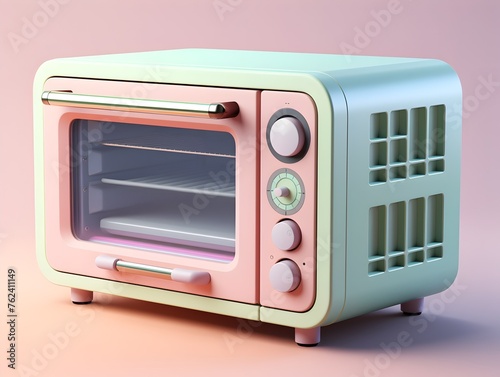 Retro-Inspired Pastel Pink Compact Oven and Toaster Appliance for Modern Kitchen Interior