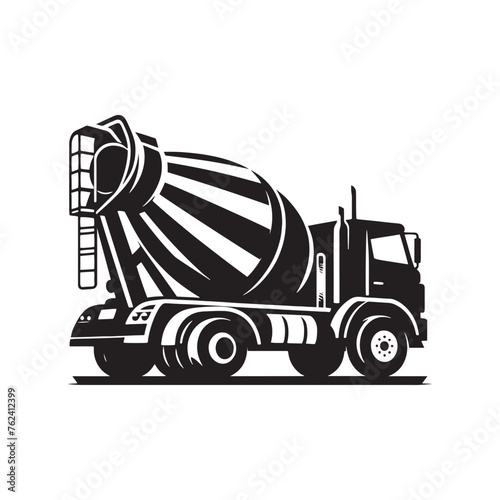 Dynamic Cement Mixer Truck Set of Silhouette - Shaping the Foundations of Urban Landscapes with Cement Truck Illustration - Minimallest Cement Truck Vector

