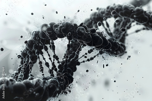 Black and White Abstract Concept of DNA Helix Structure