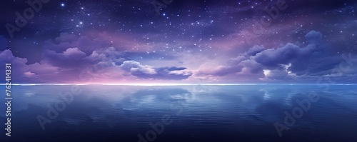 A black sky mauve background light water and stars