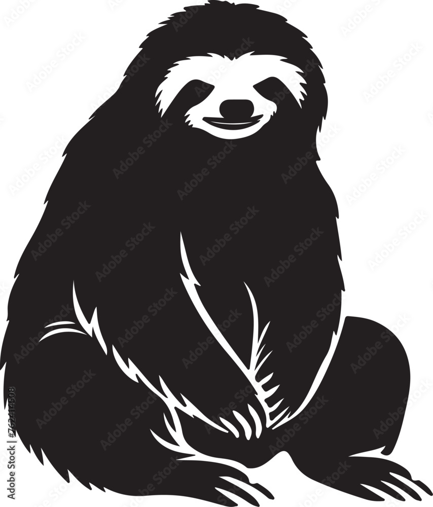 Naklejka premium Sloth Silhouette Vector Illustration White Background