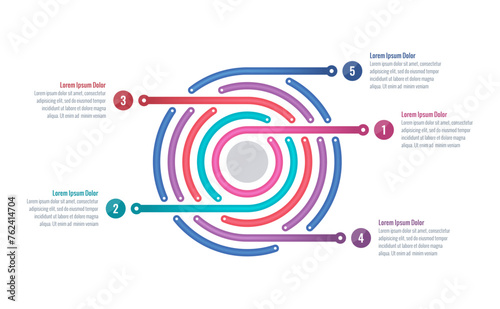Infographic template for industry, business, energy, technology, science. colorful pipes infographic template. five step briefing template. infographic template for annual report, magazine