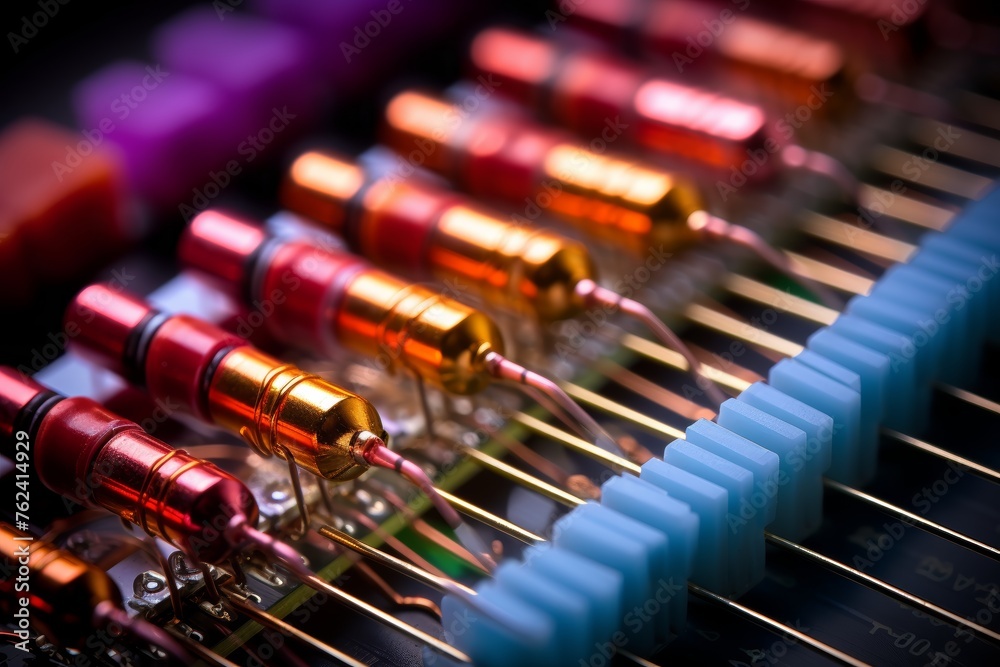 A Comprehensive View of a Resistor Element Amidst a Sea of Other Electronic Components on a Circuit Board A Comprehensive View of a Resistor Element Amidst a Sea of Other Electronic Components on a Circuit Board