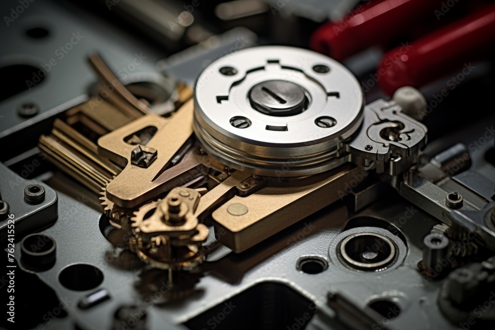 custom made wallpaper toronto digitalMachine key in focus - the heart of industrial machinery in a busy factory setting