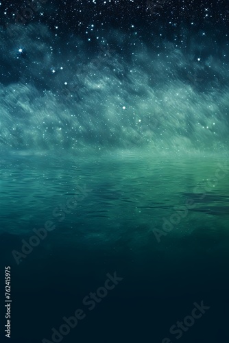A black sky olive background light water and stars