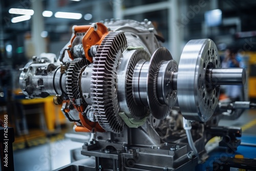 The Heart of Industry: A Powerful Motor in the Midst of a Busy Manufacturing Plant