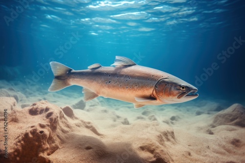 Agile Salmon underwater nature. Ocean animal. Generate Ai