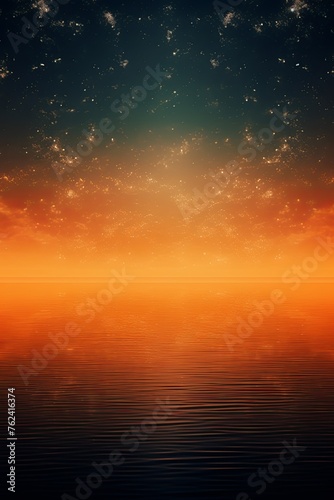 A black sky orange background light water and stars