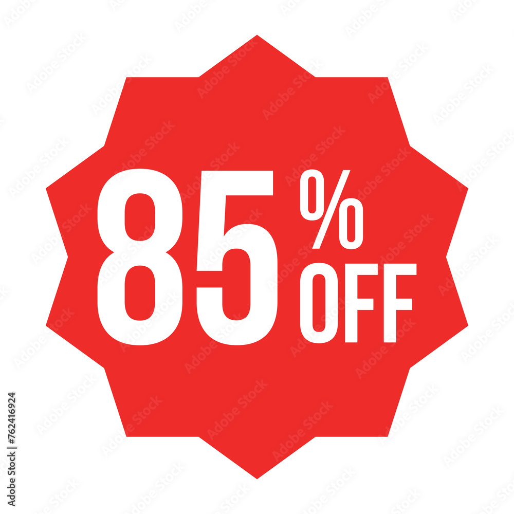 red 85 percent discount label on white background red 85 percent discount label on white background