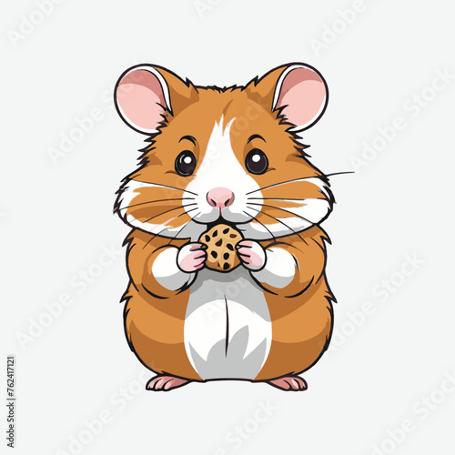 cute hamster eat nut vector isolated