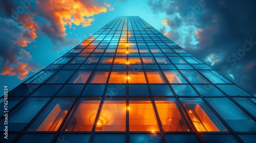 Wallpaper Mural Gazing up at a towering skyscraper against a cloudy daytime sky Torontodigital.ca