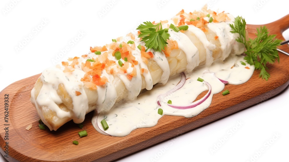 Taste of Tradition: Mouthwatering Kebab with Garlic Sauce on White Background
Taste of Tradition: Mouthwatering Kebab with Garlic Sauce on White Background
