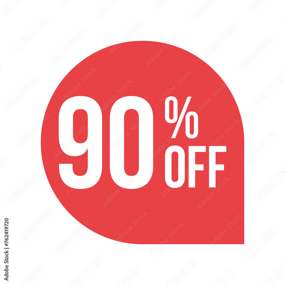 red 90 percent discount label on white background red 90 percent discount label on white background