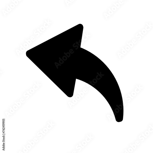 Arrow curve vector icon, black symbol set different shapes isolated on white background. Abstract collection