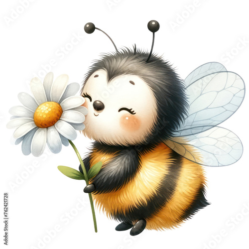 Cute bee with honey watercolor illustration , Bee and honey watercolor clipart
