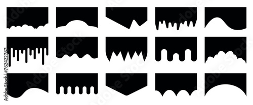 Trendy set of template separators for website. Geometric shapes for app top and bottom pages, banners, posters, collages, headers. Vector.