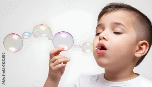 Child Blowing Bubbles In The Style Of Electric D Upscaled