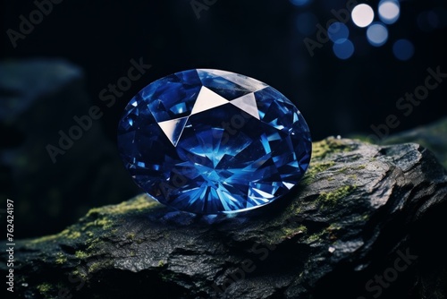 Captivating Sapphire blue stone. Luxury color. Generate Ai © juliars