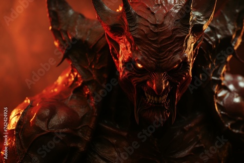 Malevolent Satan devil fire. Evil scene horror. Generate Ai