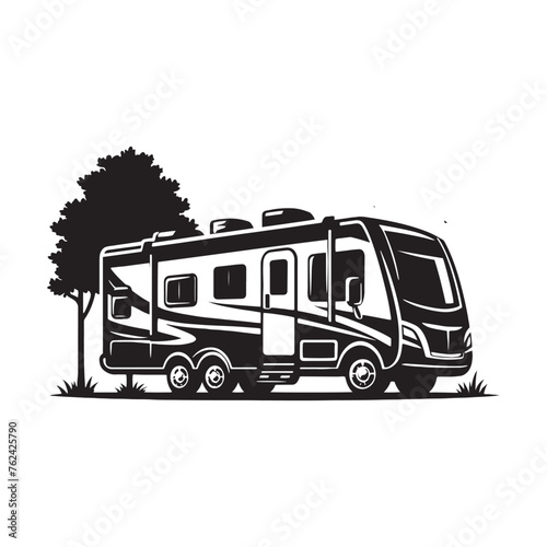 Vibrant Recreational Vehicle Silhouette Compilation - Capturing the Spirit of Adventure and Exploration with Recreational Vehicle Illustration - Minimallest RV Vector
