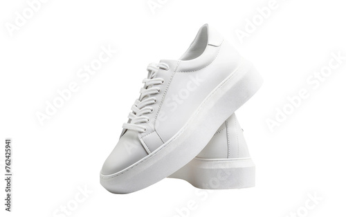 Modern Platform kicks-white, Stylish short sneakers, Platform kicks-white Isolated on Transparent background.
