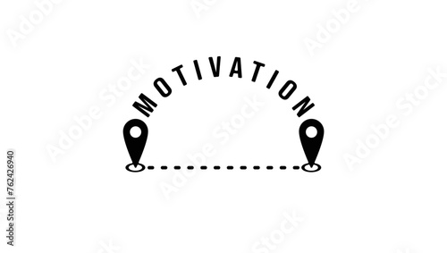 Motivation emblem, black isolated silhouette 