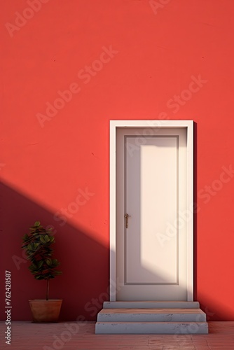 A white door next to a light red wall © Zickert