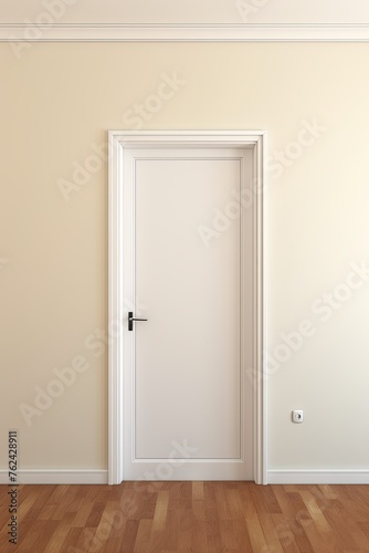 A white door next to a light tan wall