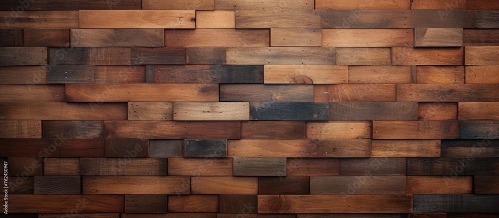 A closeup of a brown hardwood brick wall made of rectangular wooden blocks, featuring intricate brickwork and wood stain. The flooring is a beautiful display of building materials A closeup of a brown hardwood brick wall made of rectangular wooden blocks, featuring intricate brickwork and wood stain. The flooring is a beautiful display of building materials