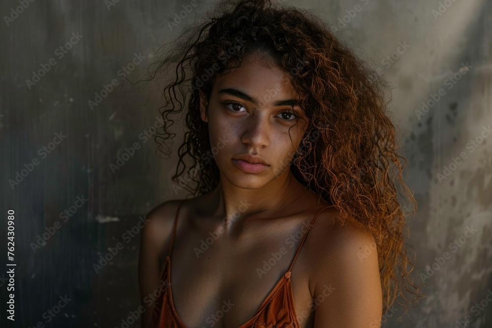 portrait of African Beautiful woman model posting in the dark room portrait of African Beautiful woman model posting in the dark room
