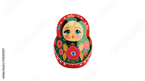 illustrazione di bambola matrioska russa su sfondo bianco photo