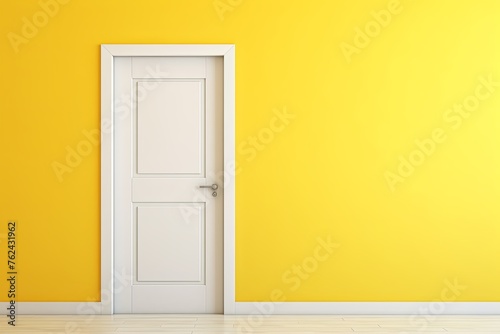 A white door next to a light yellow wall